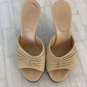 Chanel fabulous beige leather heels slides sandals, 37.5